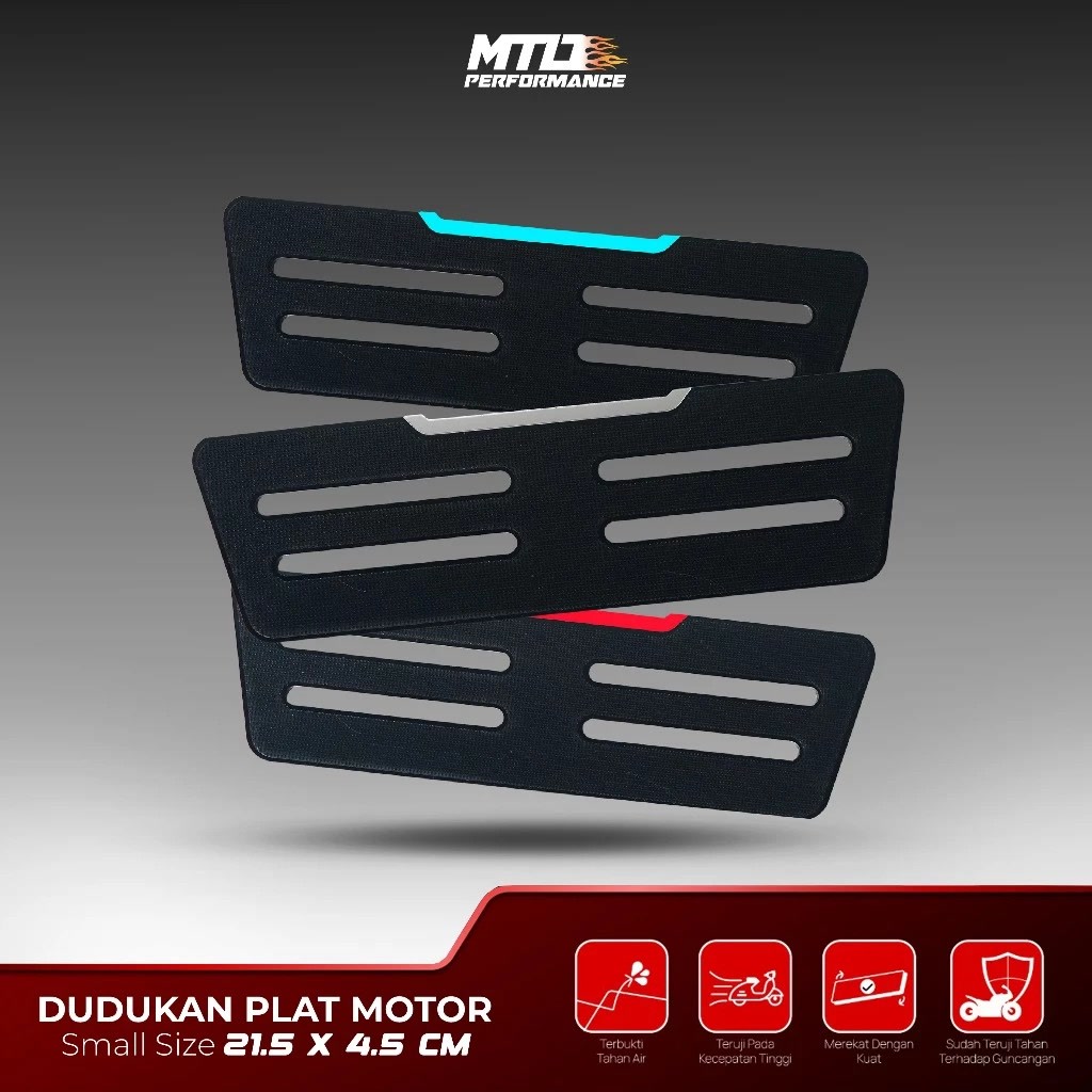 Dudukan Plat Type 2 hitam dengan perekat hook and loop